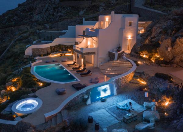 PARTY HEARTY - A modern Mykonos villa with a classic island vibe.